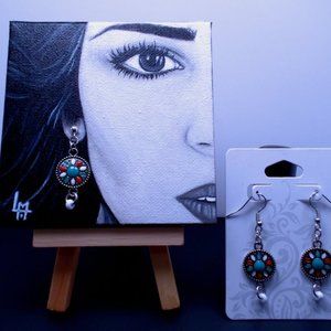 Acrylic Painting 3D Lady Includes Extra Earrings Set for your lady Mini Canvas